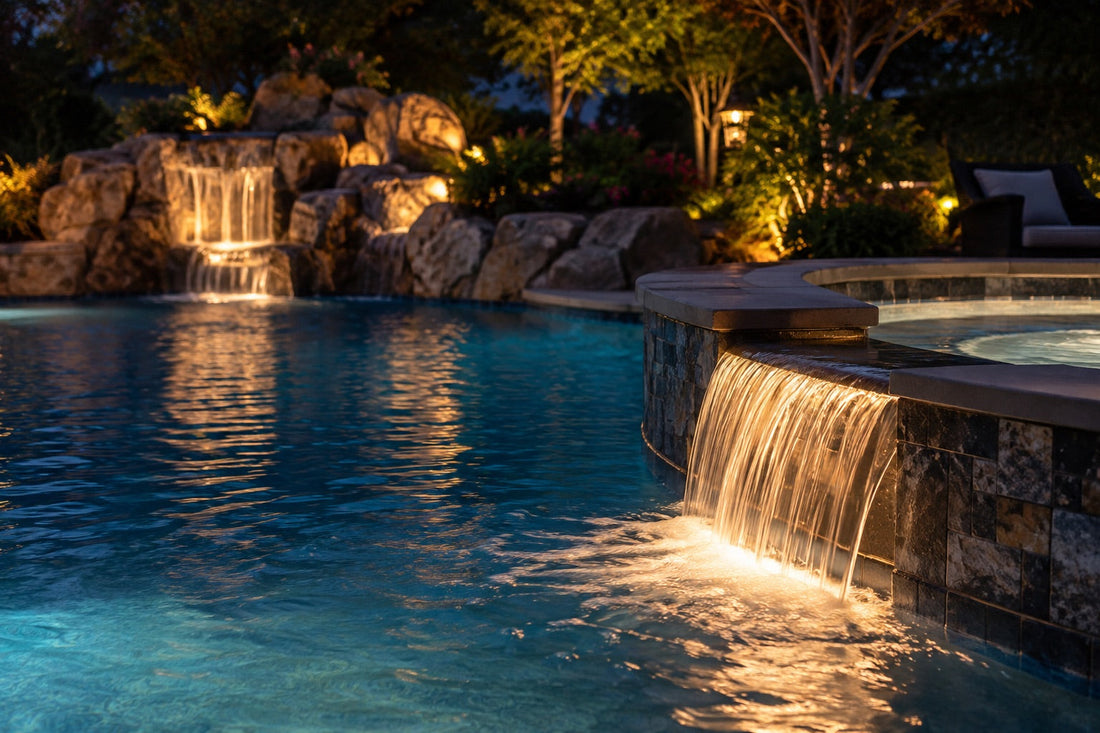 Swimming Pool Fountain and Light Combinations
