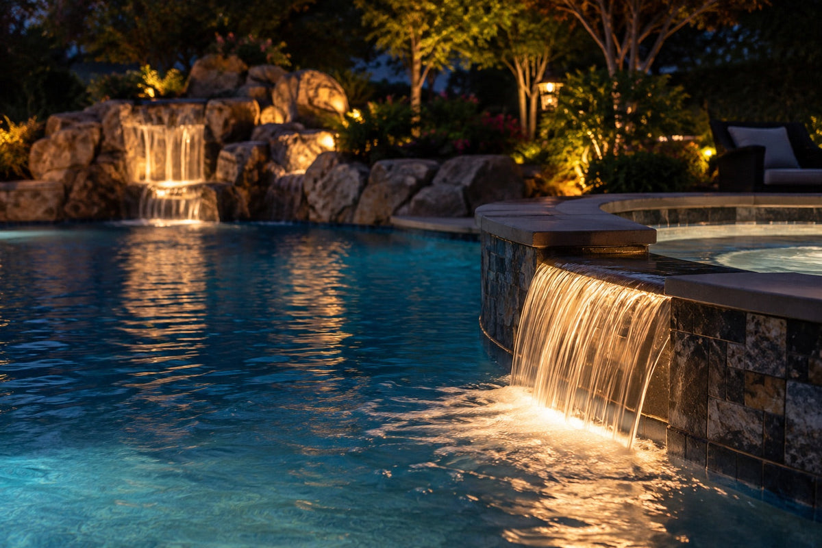 Swimming Pool Fountain and Light Combinations