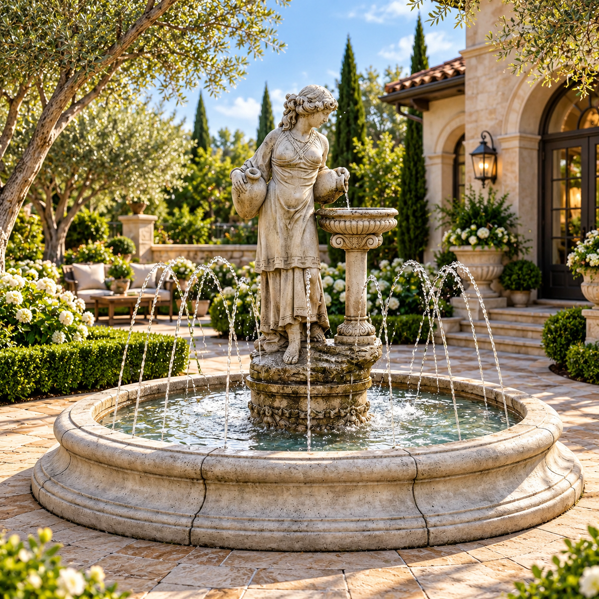 Henri Angella Fountain In Toscana Basin with Spray Ring