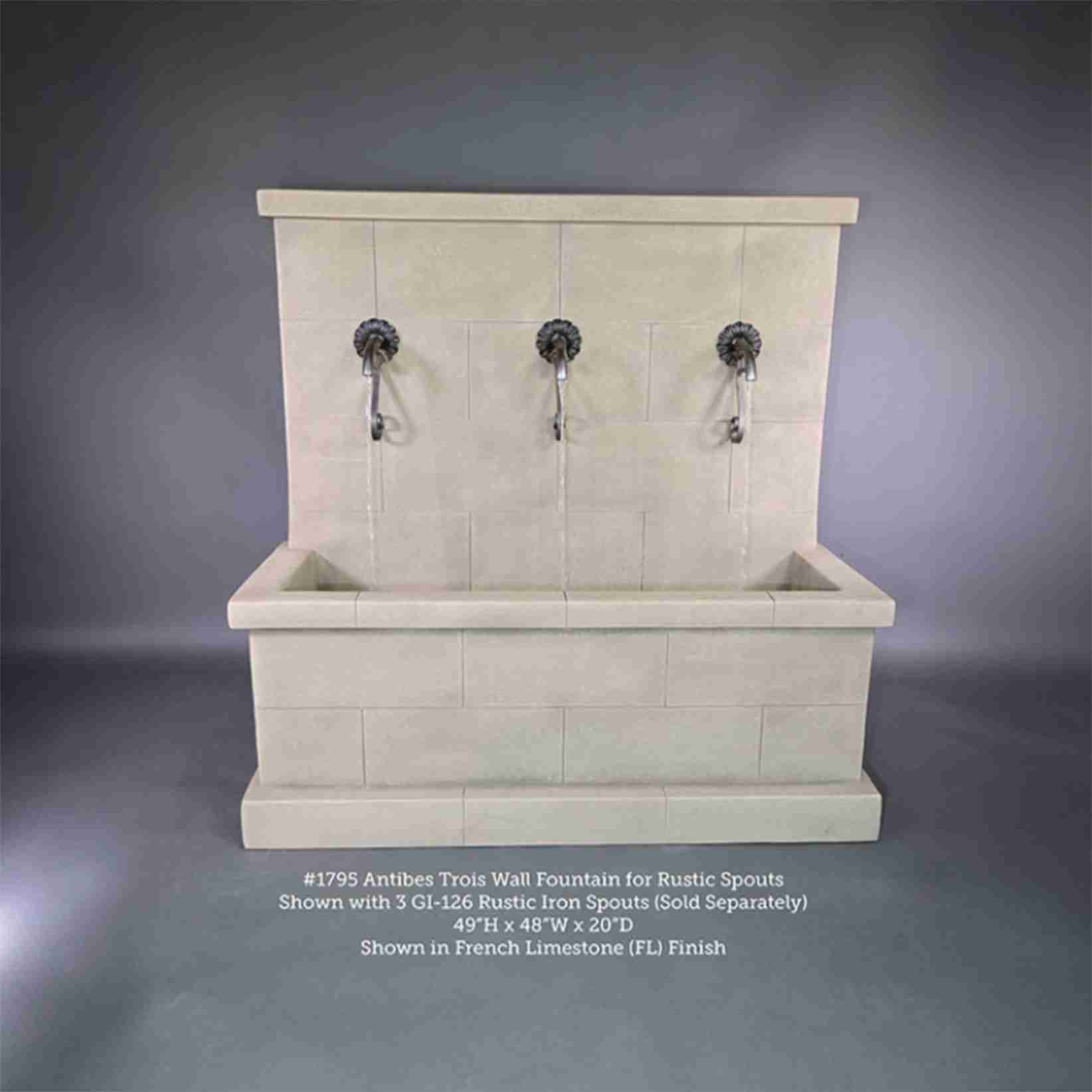 Giannini Antibes Trois Wall Fountain for Rustic Spouts