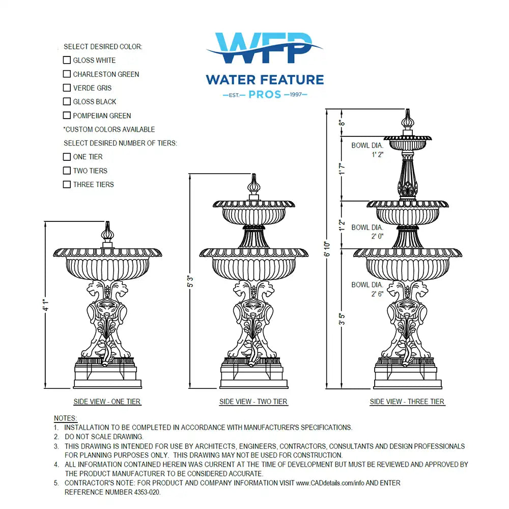 Cast Iron Two Tier Sicilian Fountain (Basin Sold Separate)