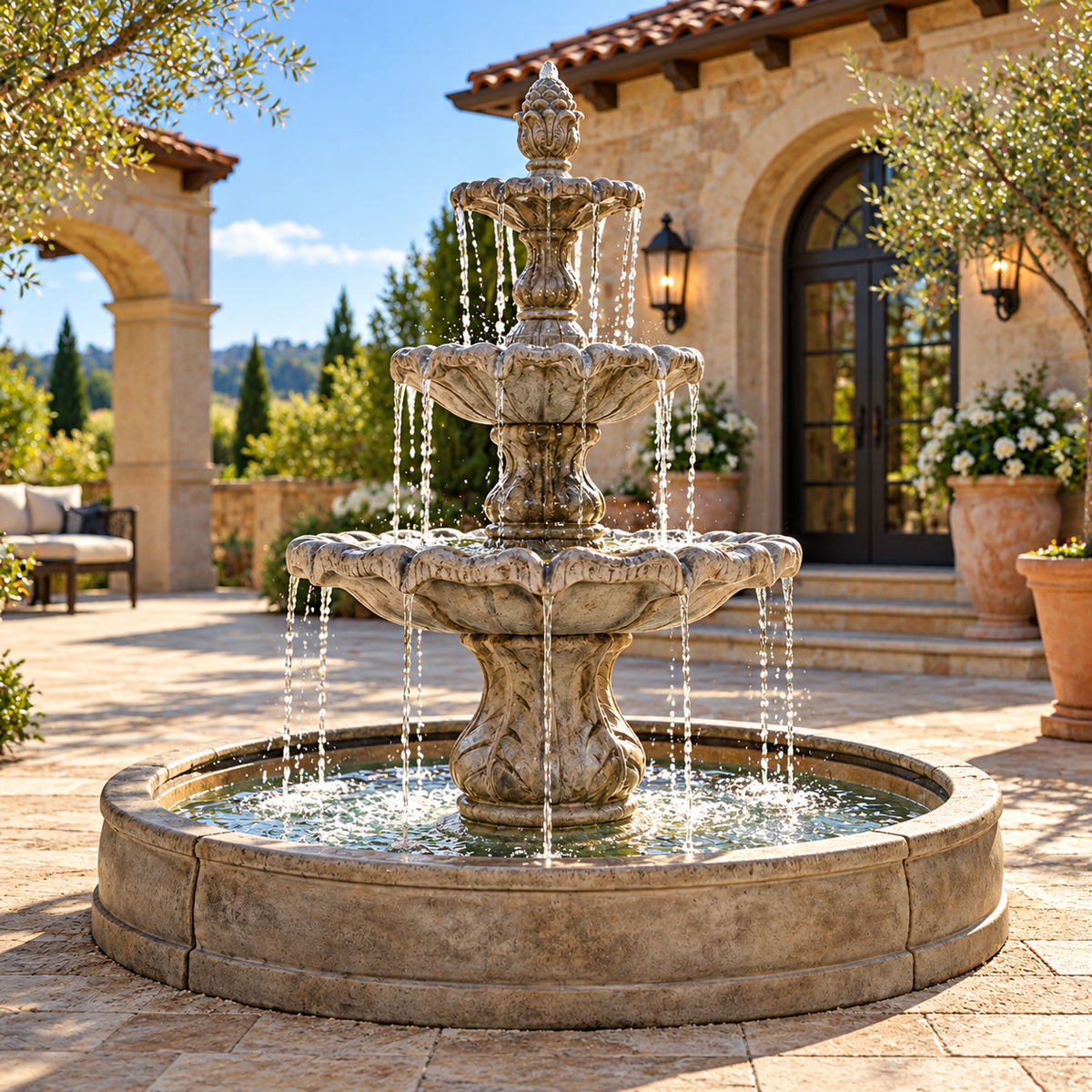 Henri Classical Finial Fountain in Valencia Basin