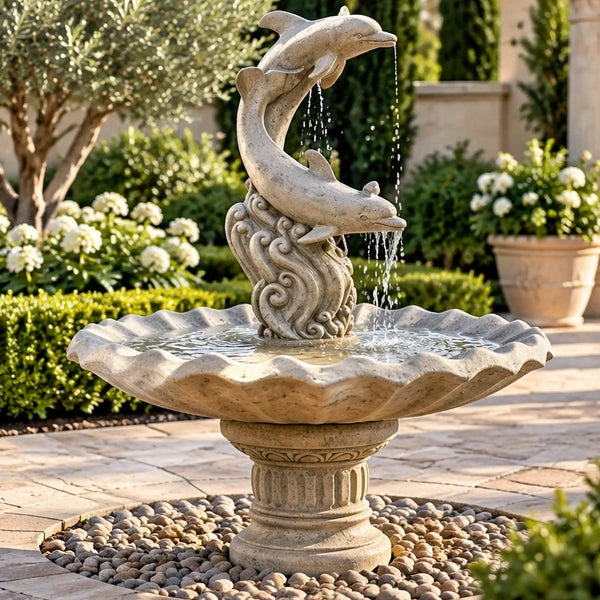 Fiore Dolphins w/Shell Bowl Fountain