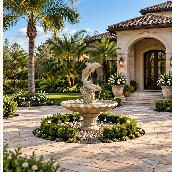 Fiore Dolphins w/Shell Bowl Fountain