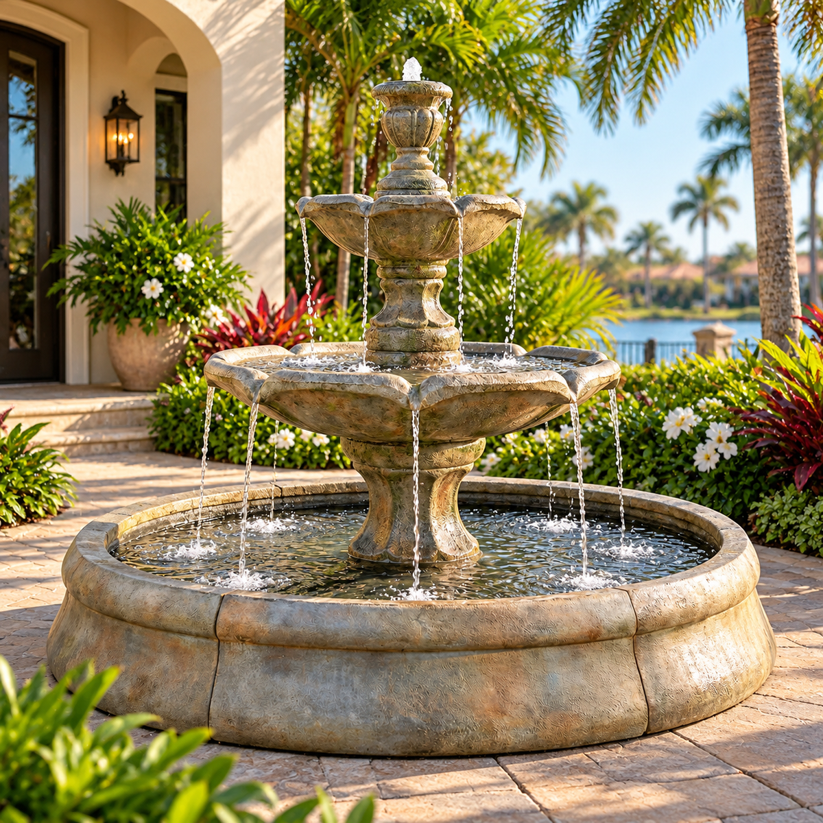 Henri Finial Spill Fountain in Crested Basin