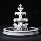 Fiore Lion Fountain, Extra Large with Lion Pedestal & Bowl Plumbed- Basin Extra