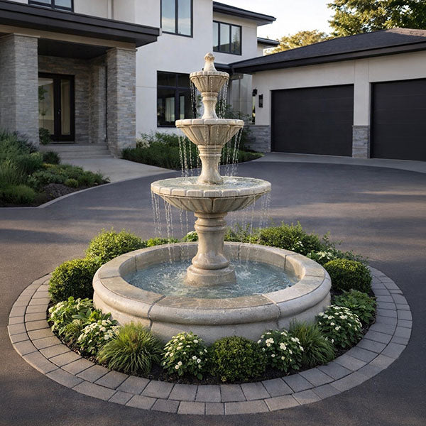 Fiore Stone Monaco Three Tier Fountain with Fiore Pond