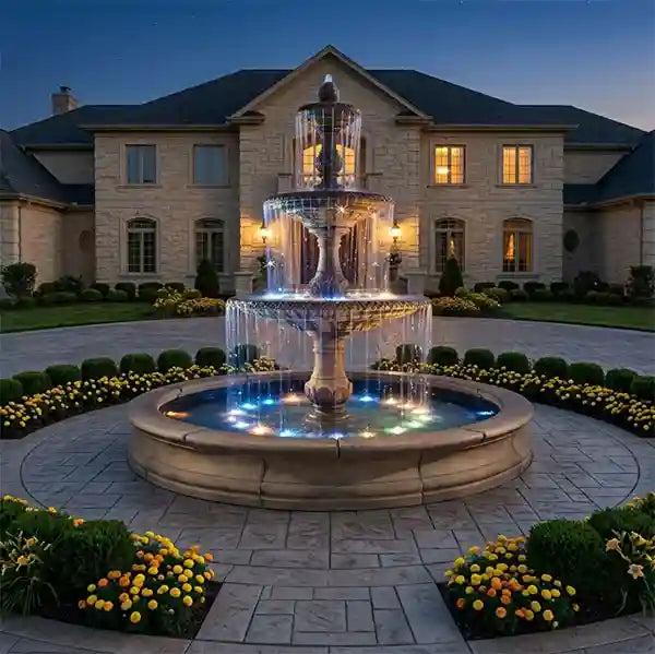 Fiore Four Seasons Fountain With 12' Bracci Basin