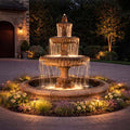 Fiore Three Tier Pioggia Fountain in Fiore Pond