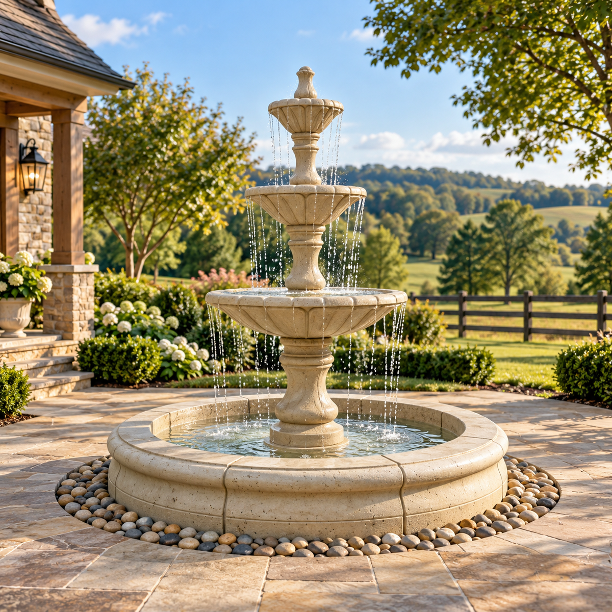 Fiore Stone Dijon Fountain with Fiore Pond