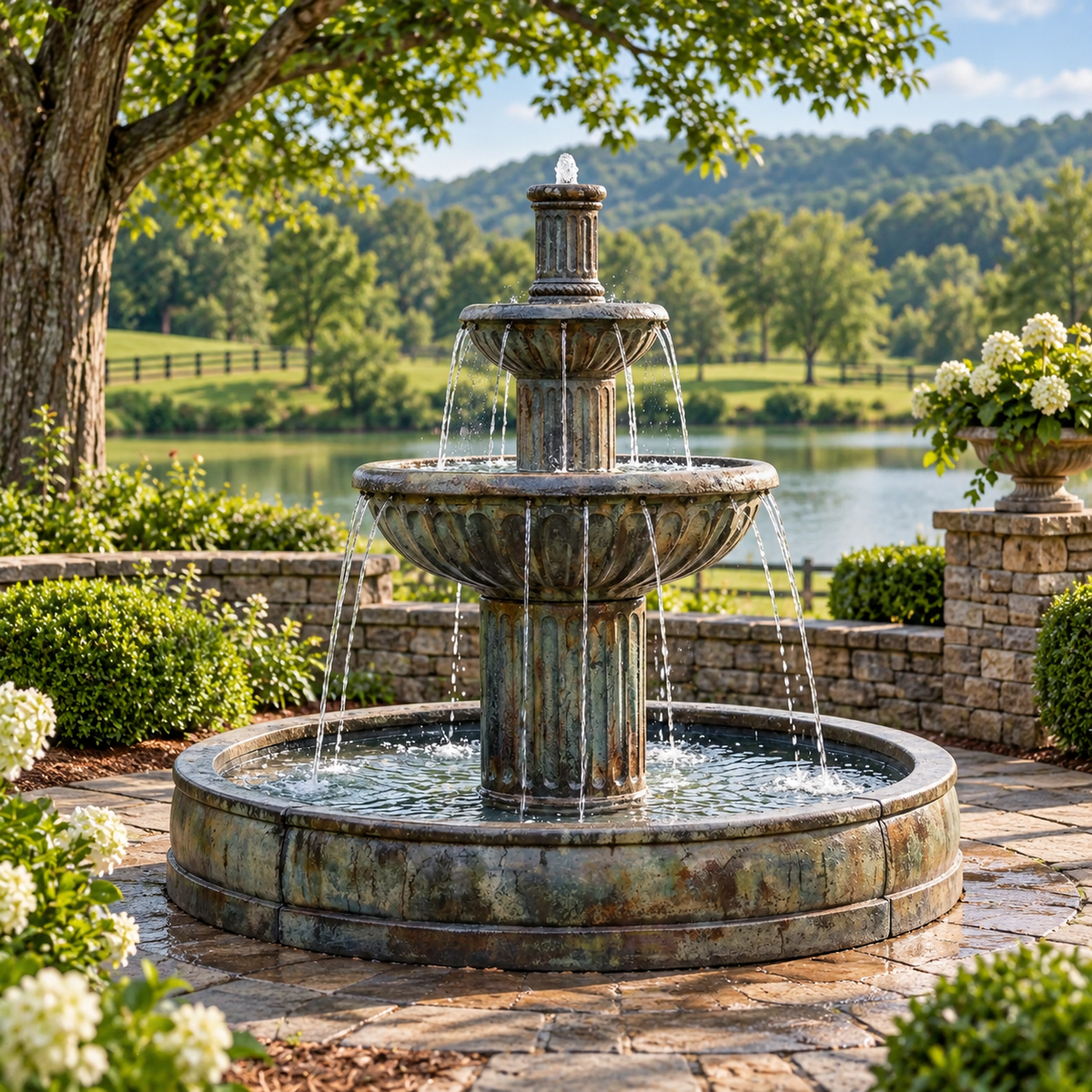 Henri Fluted Fountain in Valencia Basin