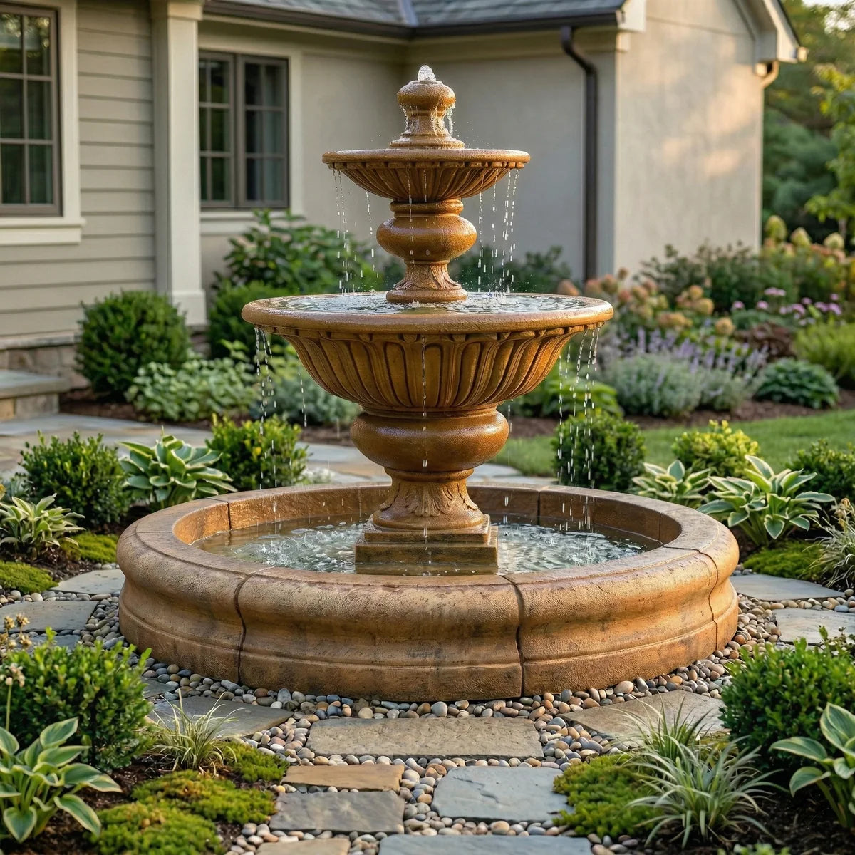 Fiore Formal Garden Fountain with Fiore pond