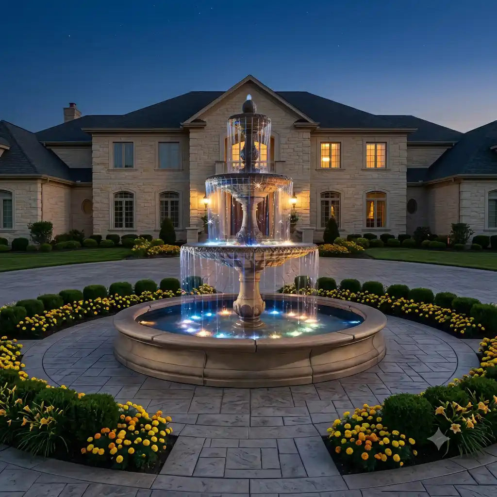 Fiore Four Seasons Fountain With 12' Bracci Basin