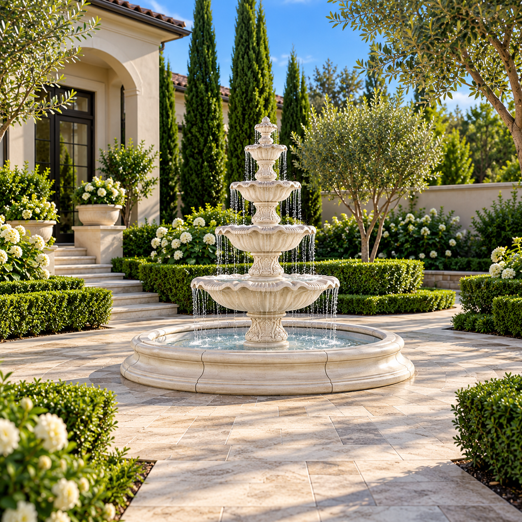 Henri Four Tier Renaissance Fountain in Toscana Basin