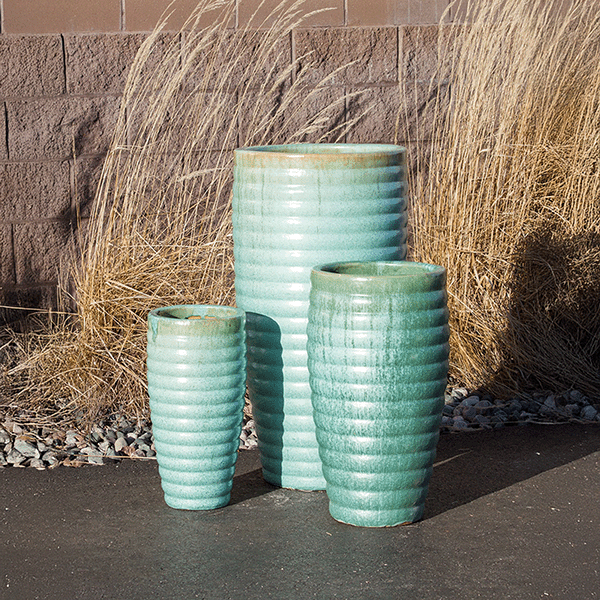 3 Light Blue Jars