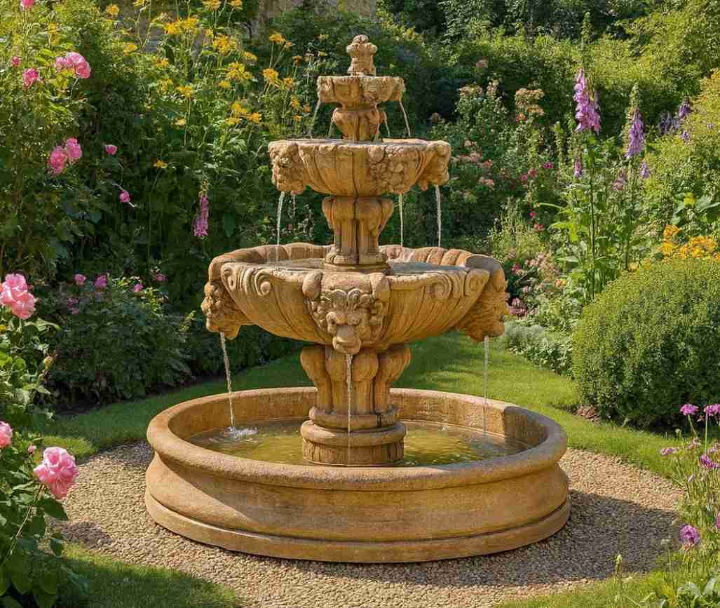 Fiore Lion Fountain with 55" basin