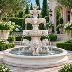 Fiore Lion Fountain, Extra Large with Lion Pedestal & Bowl Plumbed- Basin Extra