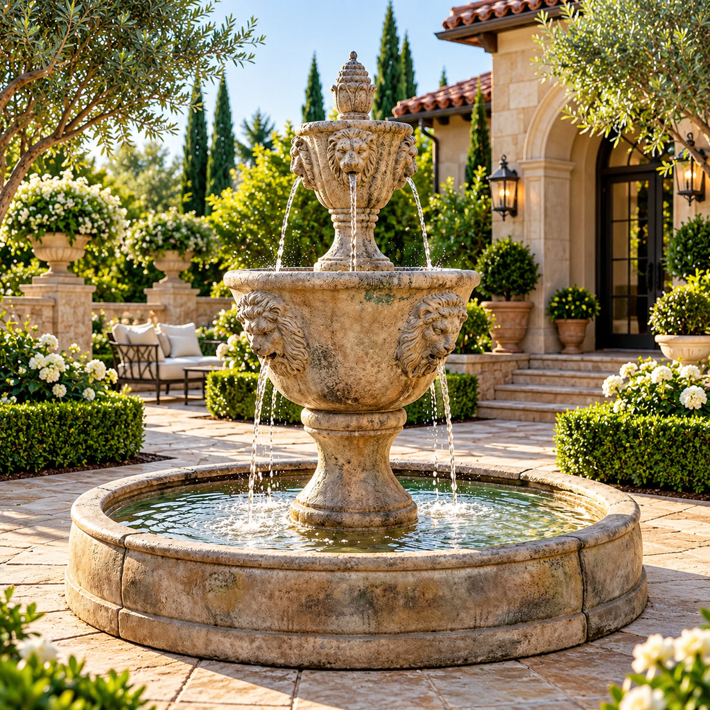 Henri Medium Two Tier Leonesco Fountain in Valencia Basin