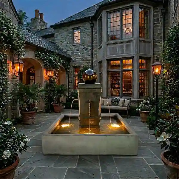 Giannini Napa Round or Square Pond Fountain with Copper Spouts