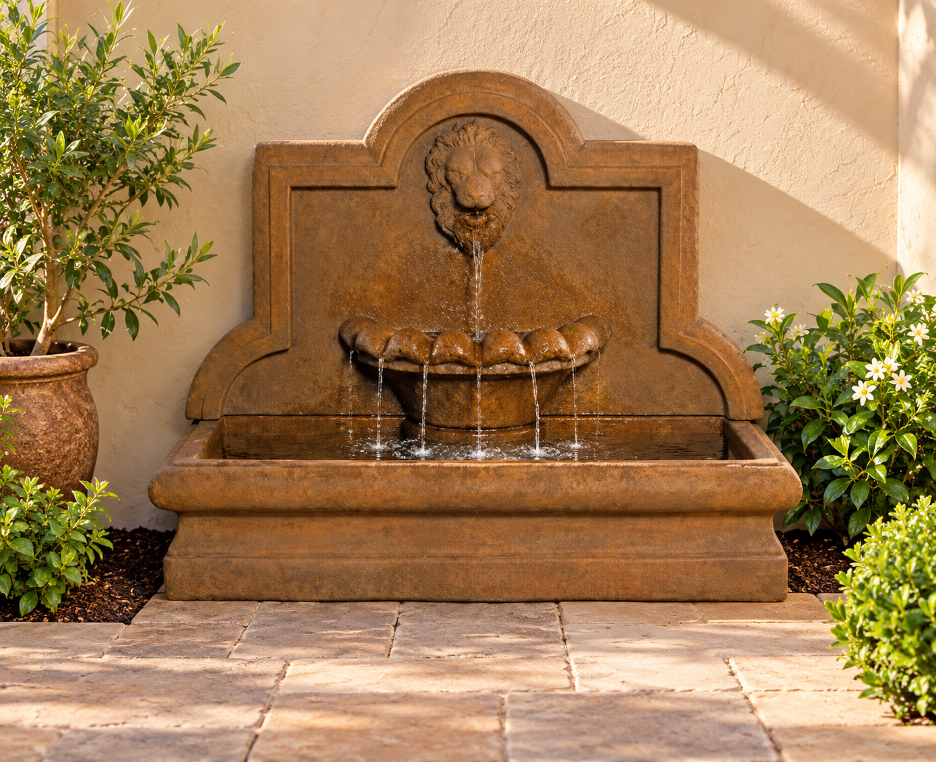 Fiore Large Lion Wall Fountain