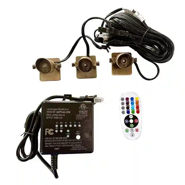 Brass Color Changing Fountain Lights (Set of 3)
