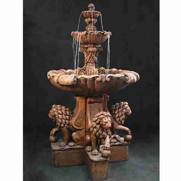 Fiore Extra Large Vesuvio Fountain w/Lion Pedestals