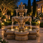 Fiore Courtyard Lion Fountain Quatrefoil Basin