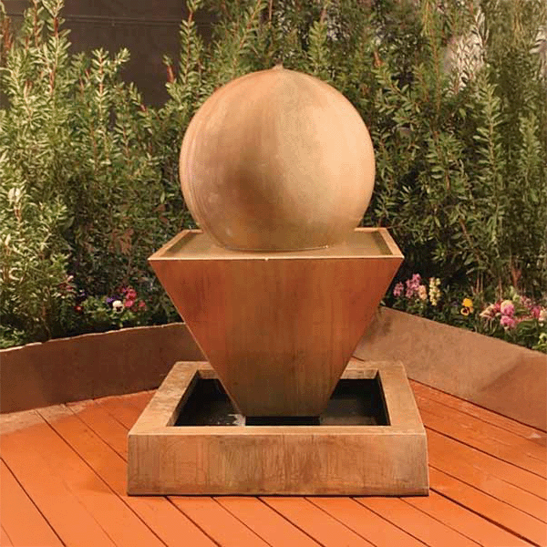 Gist Large Oblique Garden Fountain with Ball