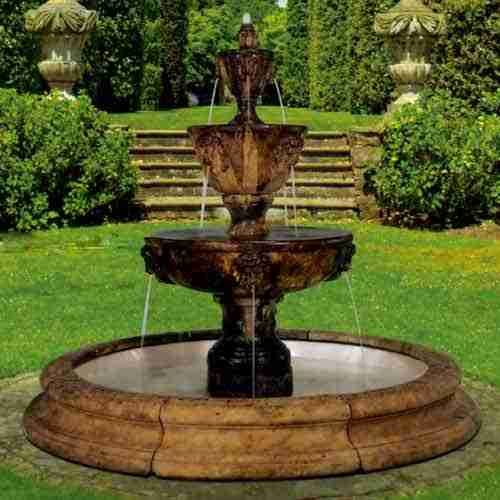 Henri Three-Tier Leonesco Fountain In Toscana Basin