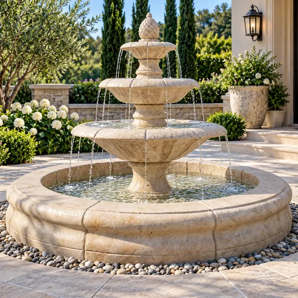 Fiore Venetian Three Tier Fountain with Fiore Pond