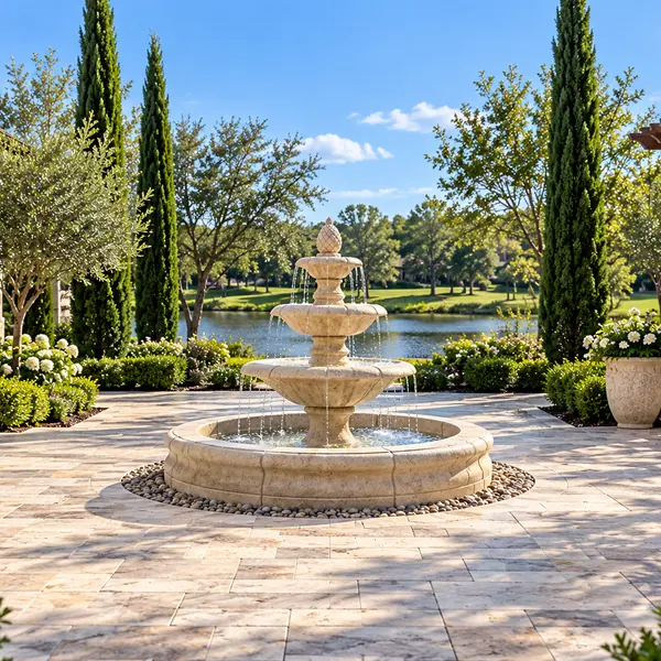 Fiore Venetian Three Tier Fountain with Fiore Pond