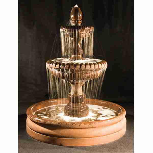 Fiore Stone Two Tier Pioggia Fountain With 46" Basin