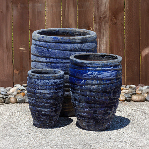 3 blue jars
