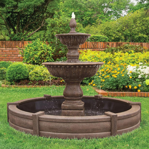 Massarelli Florentine Fountain With Surround and 8' Fiberglass Pool