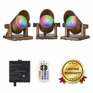 Brass Color Changing Fountain Lights 3 light set