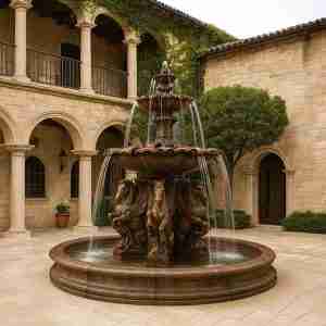 Fiore Two Tier Cavalli Fountain with 12-foot Bracci Basin