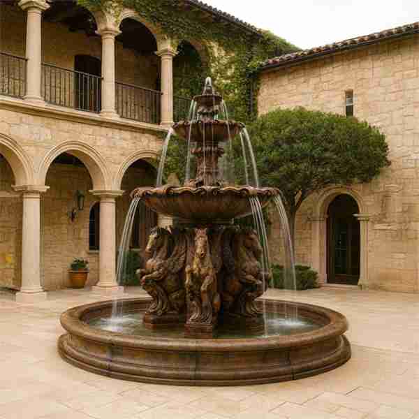 Cavalli 2-Tier Fountain in 16-Ft Bracci Basin