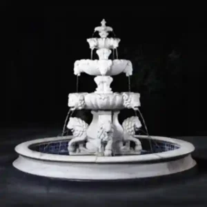 Fiore Lion Fountain, Extra Large with Lion Pedestal & Bowl Plumbed- Basin Extra