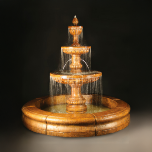 Fiore Mediterranean Fountain w/Plumbed Spacer & Fiore Pond (Black or Gray)