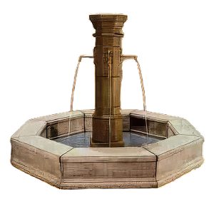 Fiore Stone Plaza Fountain Tall With Octagon Basin