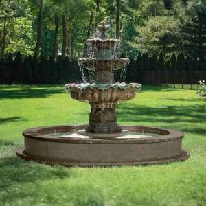 Massarelli Three Tier Scallop Fountain Modular Pool