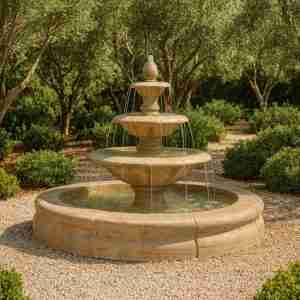 Fiore Venetian Three Tier Fountain with Fiore Pond
