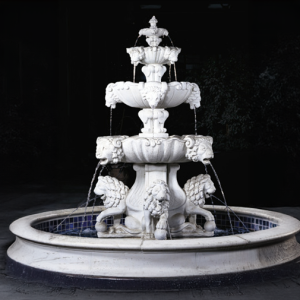 Fiore Lion Fountain, Extra Large with Lion Pedestal & Bowl Plumbed- Basin Extra
