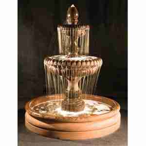 Fiore Stone Two Tier Pioggia Fountain With 46" Basin