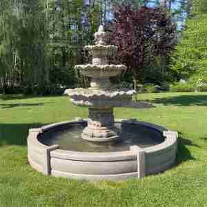 Massarelli Three Tier Scallop Fountain on 8' Fiberglass Pool