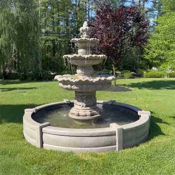 Massarelli Three Tier Scallop Fountain on 8' Fiberglass Pool
