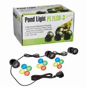 Set of Three LED Fountain Lights with Photocell