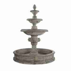 Giannini Quattro Lion Three Tier Pond Fountain