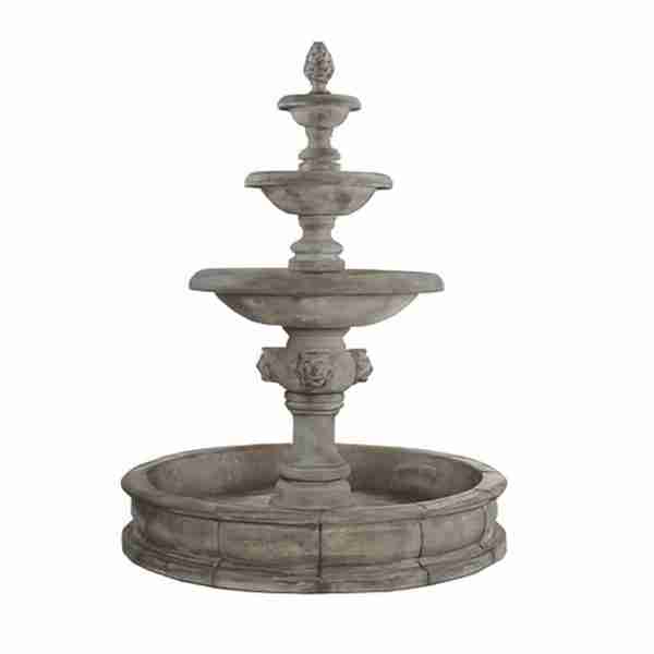 Giannini Quattro Lion Three Tier Pond Fountain