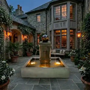 Giannini Napa Round or Square Pond Fountain with Copper Spouts